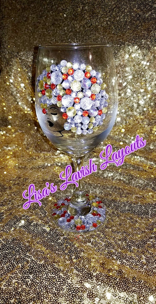 Afro puff rhinestone wine glass